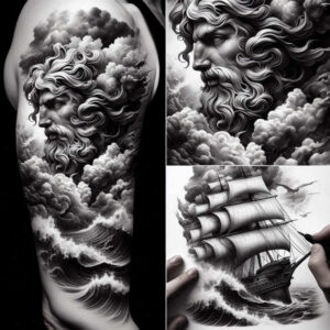 greek-mythology-tattoo – tattoo design ideas free ai generated – mutant – for-shoulder-blade – Gallery: poseidon-inkby-ai