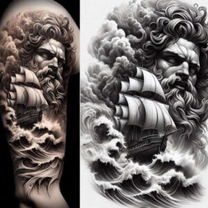 poseidon-art-tattoo – tattoo design ideas free ai generated – screaming – for-full-back – Gallery: poseidon-inkby-ai