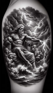 poseidon-trident-tattoo – tattoo design ideas free ai generated – creeping-shadow – for-shin – Gallery: poseidon-inkby-ai