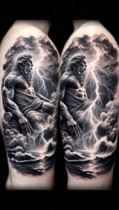 sea-god-tattoo – tattoo design ideas free ai generated – haunting – for-outer-arm – Gallery: poseidon-inkby-ai