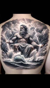 sea-water-god-tattoo – tattoo design ideas free ai generated – grimace – for-behind-ear – Gallery: poseidon-inkby-ai