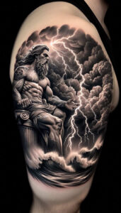 storm-lightning-god-tattoo – tattoo design ideas free ai generated – distorted – for-knee – Gallery: poseidon-inkby-ai