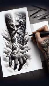 strength-symbol-tattoo – tattoo design ideas free ai generated – cobweb – for-knee – Gallery: poseidon-inkby-ai