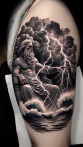 poseidon tattoo design ideas Surrealism unearthly godly waves for hip