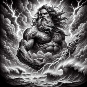 poseidon tattoo design ideas monochrome marine deity symbolising strength