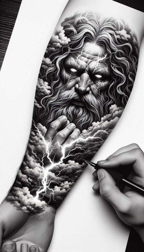 poseidon tattoo design ideas phantasmagoric oceanic strength for outer arm