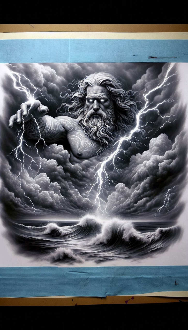 poseidon tattoo design ideas rich shading sacred current for inner arm