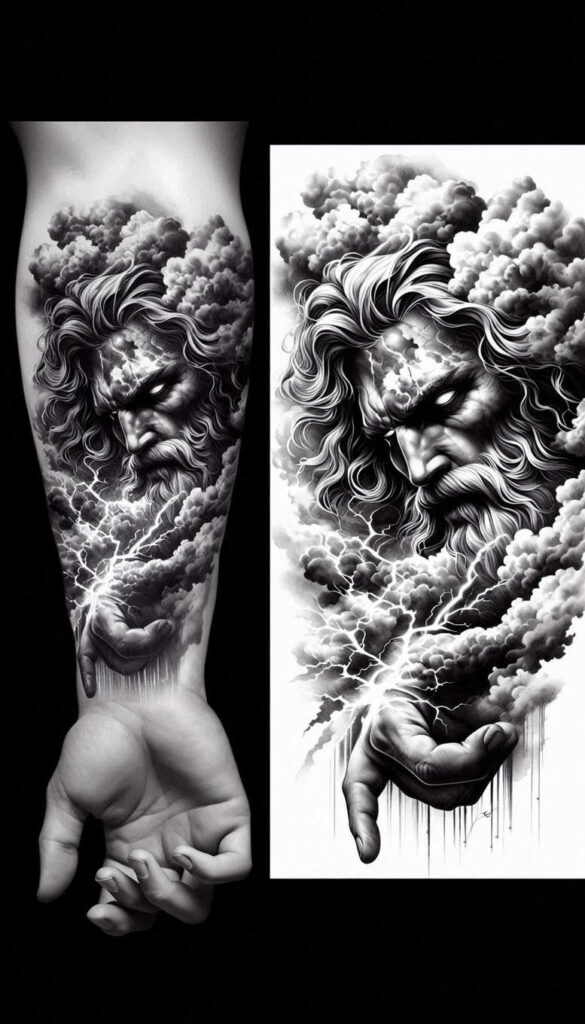 poseidon tattoo design ideas Surrealism hallucinatory sea vengeance for upper thigh