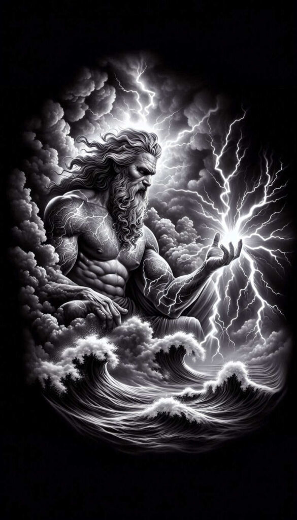 poseidon tattoo design ideas Realism real shadows tidal energy shows strength