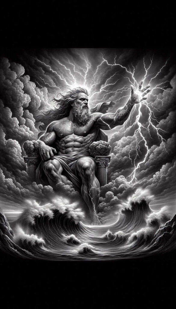 poseidon tattoo design ideas Surrealism imaginative water realm for neck