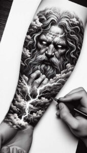 tempest-god-tattoo – tattoo design ideas free ai generated – undead – for-behind-ear – Gallery: poseidon-inkby-ai