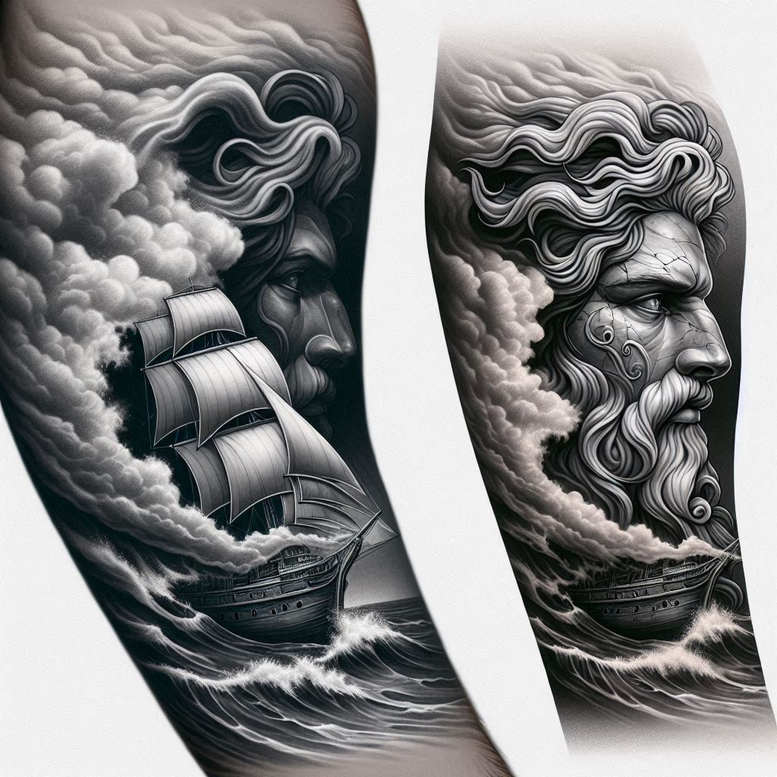 water-protector-tattoo – tattoo design ideas free ai generated – spirit – for-outer-arm – Gallery: poseidon-inkby-ai
