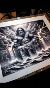 wave-god-tattoo – tattoo design ideas free ai generated – shadow – for-foot – Gallery: poseidon-inkby-ai