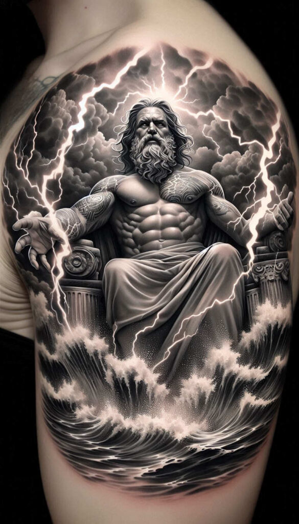 wave-motif-tattoo – tattoo design ideas free ai generated – shadows – for-toe – Gallery: poseidon-inkby-ai