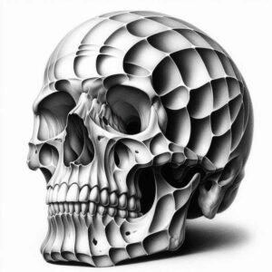light-effect-skull-tattoo – tattoo design ideas free ai generated – murky – for-lower-chest – Gallery: skulls-inkby-ai