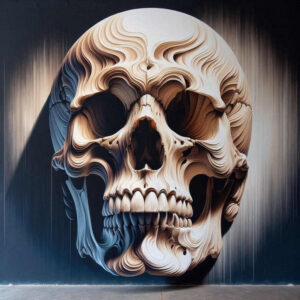wave-skull-tattoo – tattoo design ideas free ai generated – grotesque – for-lower-back – Gallery: skulls-inkby-ai