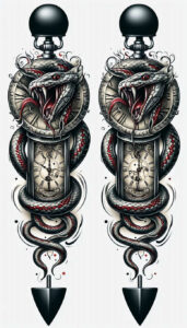 artistic-detail-snake-tattoo – tattoo design ideas free ai generated – negative-space – for-upper-shoulder – Gallery: snakes-inkby-ai