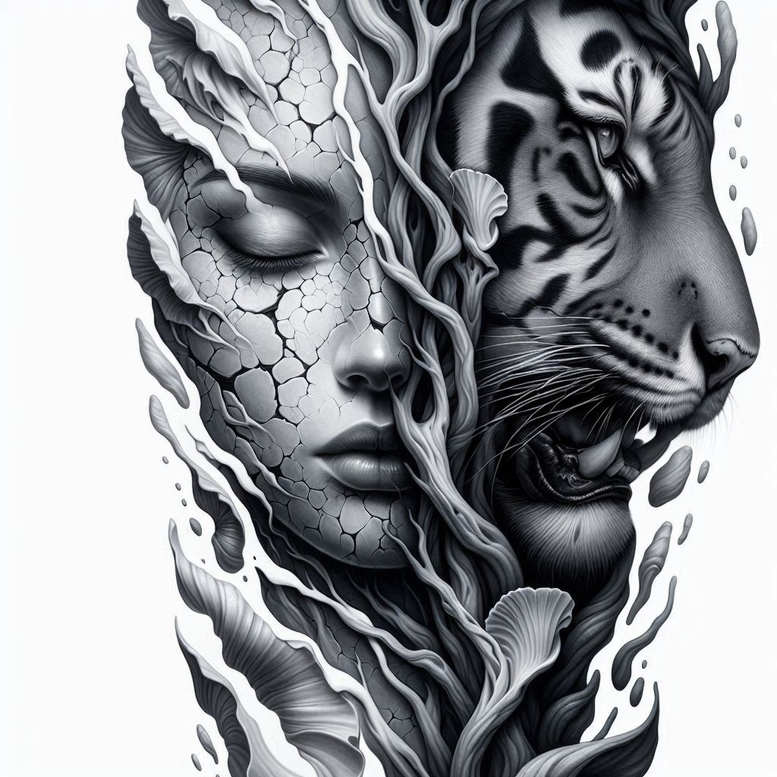 tigers tattoo design ideas Surrealism fantastical fierce stare represents strength