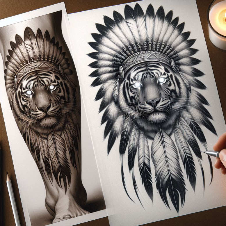 tigers tattoo design ideas Surrealism hallucinogenic predator stance stands for endurance