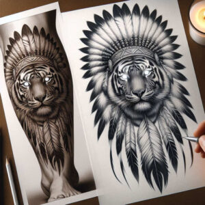 tiger-nature-motif – tattoo design ideas free ai generated – neotraditional-clean-fill – for-wrist-side – Gallery: tigers-inkby-ai