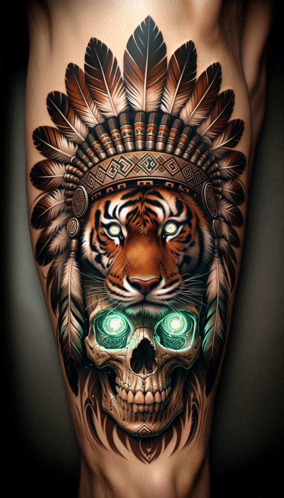 tiger-strength-symbol – tattoo design ideas free ai generated – realism-soft-highlights – for-chest – Gallery: tigers-inkby-ai
