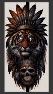 tiger-with-geometric-detail – tattoo design ideas free ai generated – surrealism-dreamscape – for-triceps – Gallery: tigers-inkby-ai