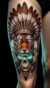 tiger-with-light-effect – tattoo design ideas free ai generated – realism-dynamic-shadows – for-arm – Gallery: tigers-inkby-ai