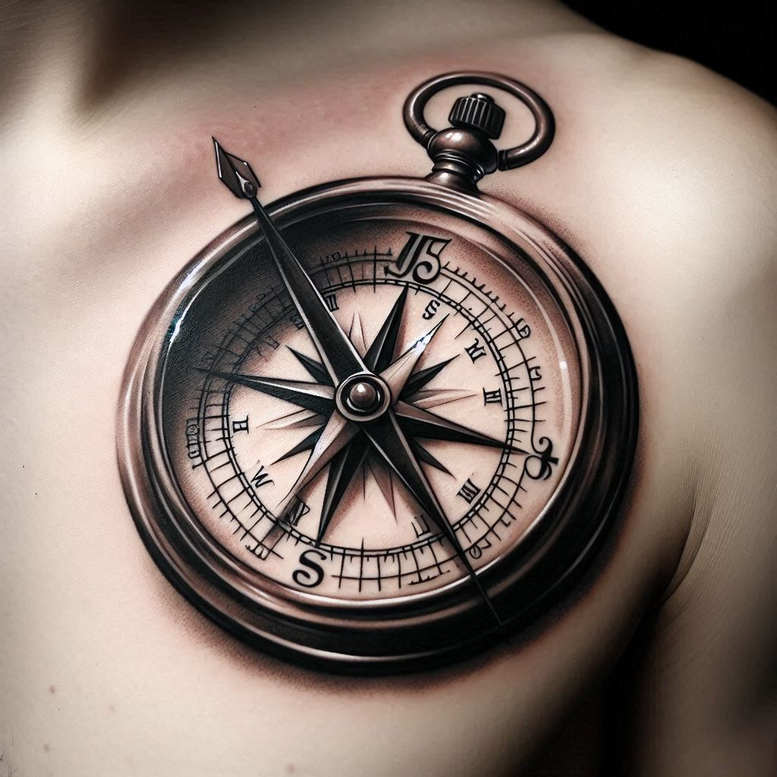 travels tattoo design ideas matte-finish rustic compass embodying courage