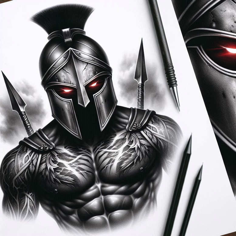 warrior-courage-and-strength-motif-surrealism-abstract-for-spine – tattoo design ideas free ai generated – Gallery: warriors-greece-inkby-ai