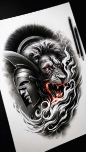 warrior-honor-motif-for-men-surrealism-subconscious-themes-for-ankle – tattoo design ideas free ai generated – Gallery: warriors-greece-inkby-ai