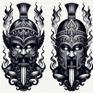 hoplite-artistic-detail-neotraditional-layered-fill-for-upper-back – tattoo design ideas free ai generated – Gallery: warriors-greece-inkby-ai