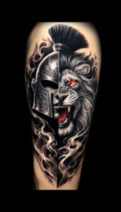 hoplite-bravery-motif-surrealism-abstract-forms-for-arm – tattoo design ideas free ai generated – Gallery: warriors-greece-inkby-ai