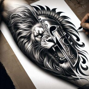 spartan-with-ornamental-details-realism-detail-accuracy-for-shin – tattoo design ideas free ai generated – Gallery: warriors-greece-inkby-ai