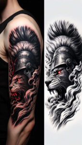 warrior-with-sword-realism-living-skin-for-knee – tattoo design ideas free ai generated – Gallery: warriors-greece-inkby-ai