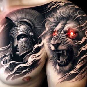 spartan-legend-motif-realism-glass-effect-for-back-shoulder – tattoo design ideas free ai generated – Gallery: warriors-greece-inkby-ai