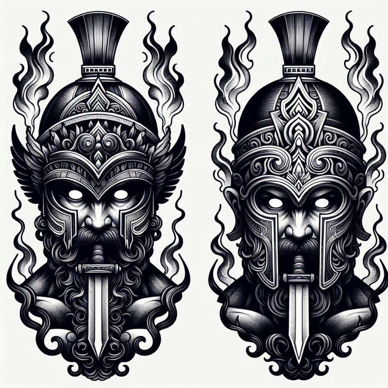 warriors-greece tattoo design ideas ultra-detailed ancient helm for upper shoulder