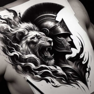 warriors-greece tattoo design ideas layered inks classical blade represents strength