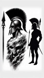 warriors-greece tattoo design ideas Surrealism shifting shapes Coliseum fighter for back of neck