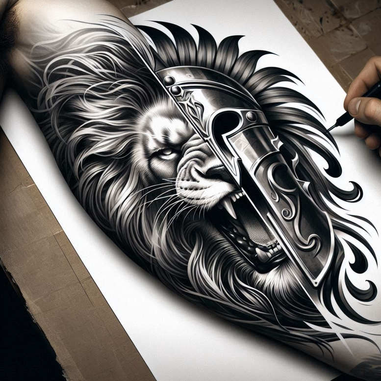 warriors-greece tattoo design ideas bokeh heroic stance shows perseverance