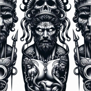 warriors-greece tattoo design ideas Surrealism otherworldly mythic war resilience and power