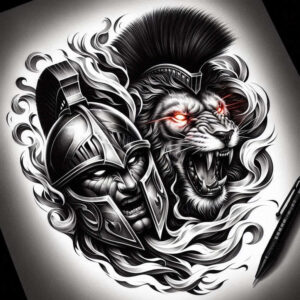 hoplite-bravery-motif-realism-natural-contours-for-thigh – tattoo design ideas free ai generated – Gallery: warriors-greece-inkby-ai