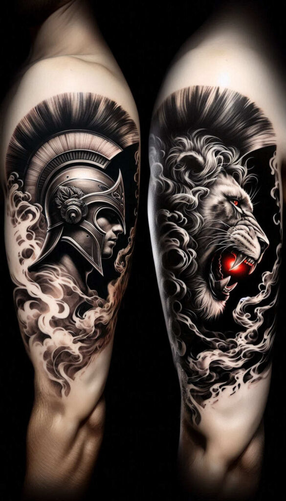 warrior-with-armor-neotraditional-artistic-contrast-for-nape – tattoo design ideas free ai generated – Gallery: warriors-greece-inkby-ai