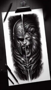 spartan-spirit-motif-realism-realistic-shadowing-for-thigh – tattoo design ideas free ai generated – Gallery: warriors-greece-inkby-ai