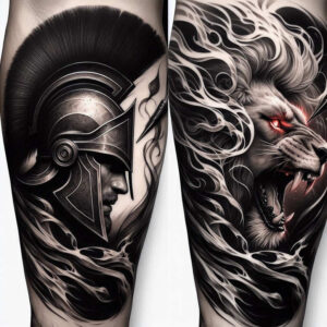 knights-neotraditional-deep-blacks-for-upper-back – tattoo design ideas free ai generated – Gallery: warriors-inkby-ai
