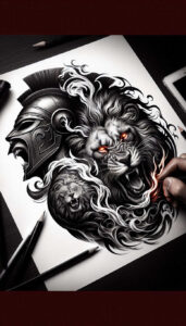 warrior-with-weapon-realism-highlight-detail-for-calf – tattoo design ideas free ai generated – Gallery: warriors-inkby-ai