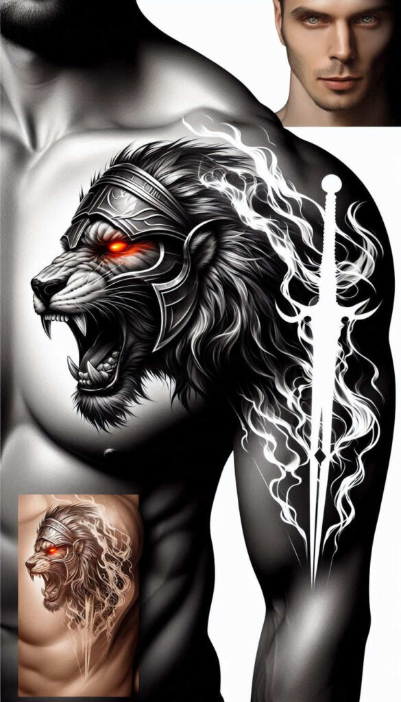 knight-with-ornament-neotraditional-sharp-contrast-for-upper-arm – tattoo design ideas free ai generated – Gallery: warriors-inkby-ai