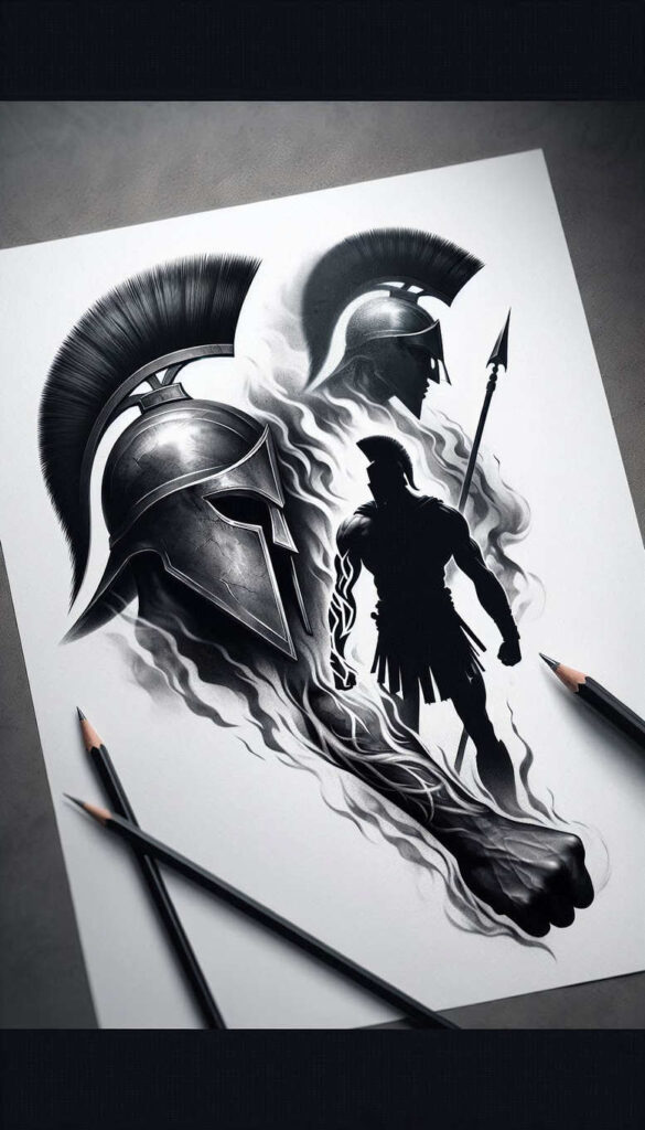 spartan-protection-symbol-surrealism-esoteric-for-ankle – tattoo design ideas free ai generated – Gallery: warriors-inkby-ai
