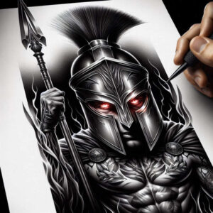 spartan-strength-and-battle-motif-realism-soft-contrast-for-upper-thigh – tattoo design ideas free ai generated – Gallery: warriors-inkby-ai