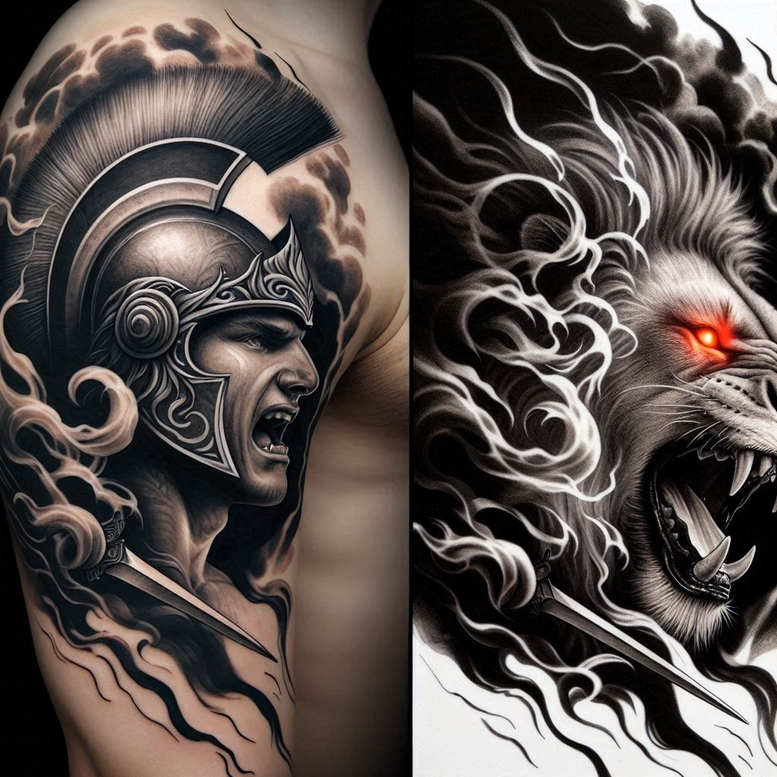 warrior-with-shading-neotraditional-modern-classic-for-heel – tattoo design ideas free ai generated – Gallery: warriors-inkby-ai