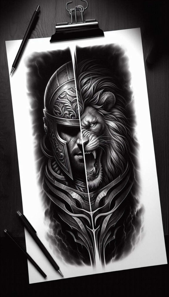 spartan-tattoo-neotraditional-enhanced-shading-for-thigh – tattoo design ideas free ai generated – Gallery: warriors-inkby-ai
